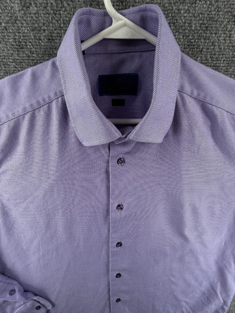 David Donahue Purple Long Sleeve Button Up Shirt Trim Fit 17 36/37 Soft Cotton